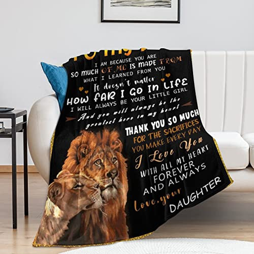 Aotximlat Decke mit Aufschrift To My Dad from Daughter Son Family, Father's Day Birthday Gifts for Dad, Flannel Fleece Blankets Throw for Home Bedroom Sofa 50X60
