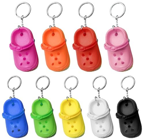 EUPSIIU 9 Pièces Porte Clés en Forme de Chaussures Mignonnes, Porte Clés Mini, Drôle Croc Chaussure Porte Clés, Pantoufles Porte Clés Sac Pendentif Accessoires, Accessoires de Décoration (Multicolore)