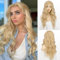 FESHFEN Lange Wellig Perücken Blond Perücken, Lace Front Perücke Blonde für Damen Frauen Synthetik Haar Wellen Lang Wig Natürliche Gewellte Perücken für Karneval, 65 cm