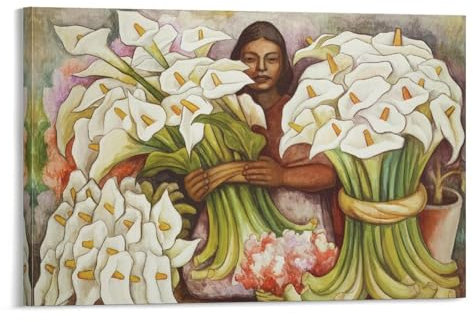 FUSHOU Vendedora Alcatraces Diego Rivera Maler-Poster, Leinwand, Wandkunst, Poster, dekorativ, modern, Heimdruck, Bild, Kunstwerke, Poster, 60 x 90 cm