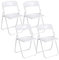 Baroni Home Silla Plegable con Estructura de Acero y PVC, Asiento Plegable Que Ahorra Espacio con Pies y Asa, para Viaje, Cocina, Salón, Dormitorio, 74x43x49 cm, 4 Unidades, Blanco
