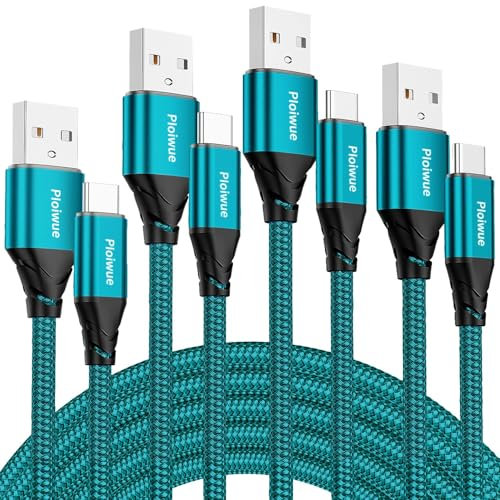 Lot de 4 câbles USB C - 2 m + 2 m + 3 m + 3 m + 3 m - 3,1 A - Câble de charge rapide USB C - En nylon - Pour Samsung Galaxy S23 S22 S21 S20 - Note 10 Huawei P9 Pixel 7/6 - Interrupteur PS5 15 Pro