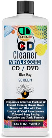 Vinyl LP Record Cleaner Solution | Antistatic Fluid with Supersoft Microfibre Cleaning Cloth | Removes Dirt, Dust & Fingerprints (50ml Cap)