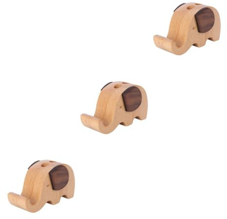 Sewroro 3pcs Magnetic Phone Stand for Desk Elephant Pen Holder Wooden Cell Phone Stand Desk Organizer