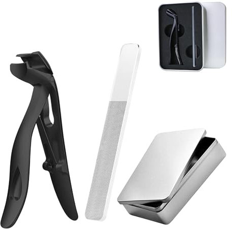 Dotmalls Nail Clippers, Serum Nagelmeister Pro, Nail Clippers Set Including Nail File and Storage Box, Stainless Steel 420 Nail Clipper with Angled Head for Seniors (Black)