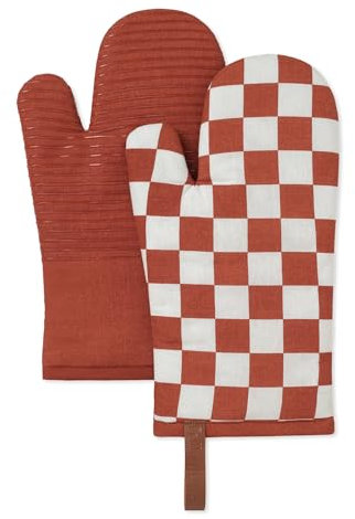 Folkulture Oven Mitts Heat Resistant 12 x 5.5 or Silicone Oven Mitts, 100% Cotton Oven Mits/Glove Set or Oven Mitts Cute, Kitchen Oven Mitt Set, Cute Kitchen Mittens (Checkmate)