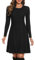 Aottori Black Jumper Dress for Women UK Long Sleeve Knitted Sweater Dress Ladies Crew Neck Bodycon Dress Casual Tunic Midi Dresses Black L