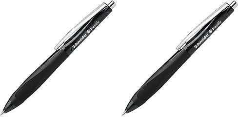 Schneider Schreibgeräte Kugelschreiber Haptify, Druckmechanik, M, blau, Farbe des Schaftes: schwarz (Packung mit 2)