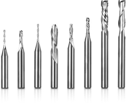 Genmitsu 8pcs End Mills CNC Router Bits, CNC Router Bit Set, 1/4 Shank Tungsten Steel CNC Cutter for Milling Machine with Nano Blue Coating, Tool for Aluminum, Metal, Plastic, MDF & Wood, MSBC08