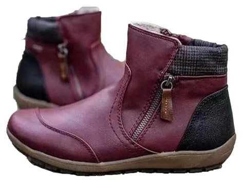Stivali Ortopedici Premium Con Cerniera,stivali Con Supporto Per L'arco Plantare Per Donna,stivaletti Alla Caviglia Vintage Retrò Alla Moda Con Cerniera Laterale,comodi Stivali (39,Rosso vino)