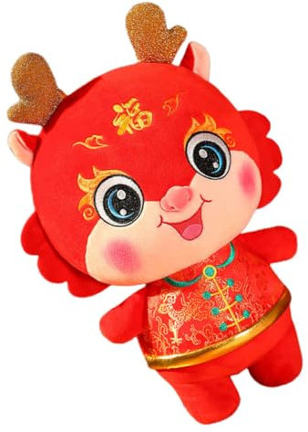 ifundom New Year Decoration Animal en Peluche en Peluche Dragon Peluche Dragon Chinois Jouet Dragon du Nouvel an Chinois Peluche Peluches Mignonnes poupée en Peluche Dragon Coton PP