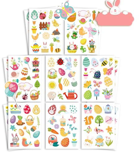 16 Stück Eierfarben Ostern Sticker, Rub On Sticker Ostern, Ostereierfarbe, Ostersticker Kinder Aufkleber Osterdeko, Ostersticker Aufkleber Kinder, Hasen Eier Küken Blumen Frosch Biene zum und Frühling