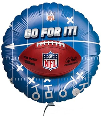 Party Factory `NFL´ Folienballon, rund, Ø45cm, Bunt, American Football, Heliumballon zum Geburtstag