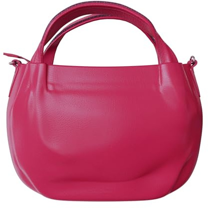 KMISSO Elegante vegane Damen Handtasche aus Kunstleder mit Umhängefunktion 30610 Fuxia