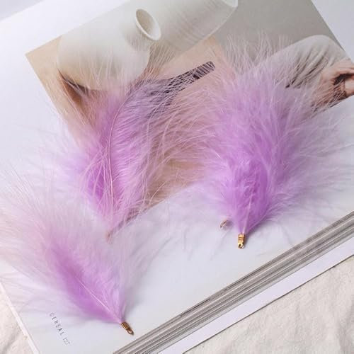 Full Velvet Turkey Feather Clip-On Earrings and Hair Accessories 100 Pieces DIY Decorative Dream Catcher Cat Stick Craft Feathers Crafts Artsupplies Feathers for Crafting