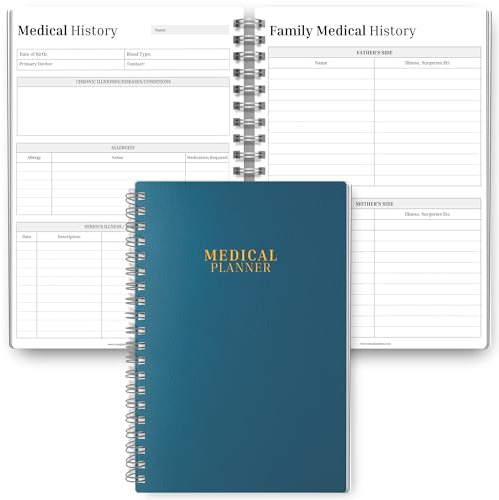 Omfattande medicinsk planerare loggbok | receptbelagd loggdagbok | självvård medicinsk journal | spårsymptom, mediciner och doktornoter | premium 120 gsm papper | holistisk hälsoplanerare | A5 blågrön