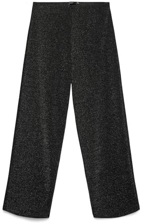 VERO MODA Damen Vmberlin Mw Wide Glitter Pant Noos, Black, XL / 32L