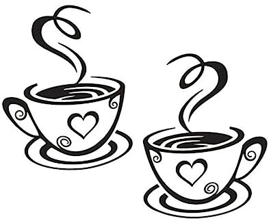 Abnehmbare Wandaufkleber mit Kaffeetassenmotiven für Wohnzimmer | Schwarz, Pvc, Wiederverwendbar und Leicht zu Entfernen, für Schlafzimmer als Wanddekoration