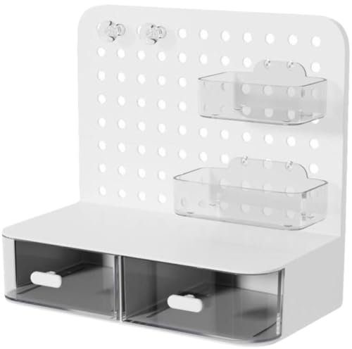 Organiseur De Bureau avec Tiroir, Panneau Perforé, Accessoires De Bureau, Organisateur De Papeterie, Caddie De Bureau