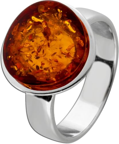 Ch.Abramowicz Bernstein Ring Silber 925 cognac brauner Edelstein 19