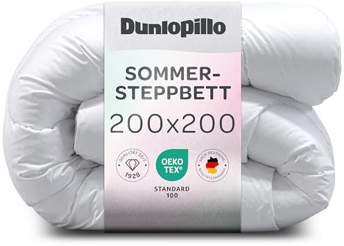 Dunlopillo Bettdecke 200x200cm - Premium Sommerdecke | Oeko-Tex Zertifiziert Decke für Allergiker | Leichte Steppdecke, Duvet, Decken, Schlafdecke, Bettdecken 200x200