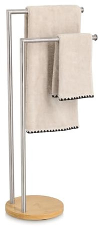 Zeller 18976 Handtuchhalter, Edelstahl/Bambus