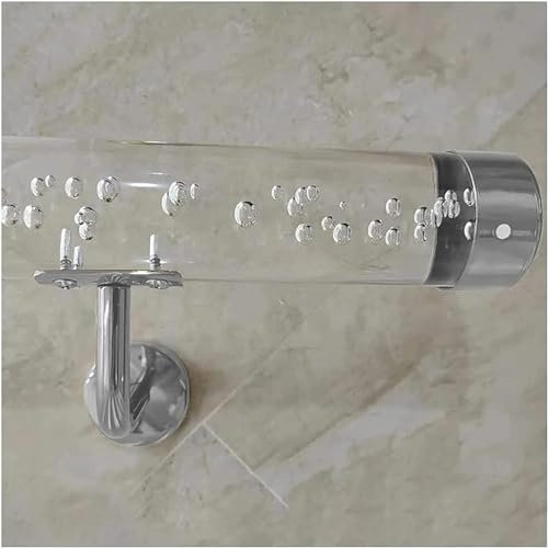 Kit de barandilla de acrílico transparente para escaleras, pasamanos de cristal transparente antideslizante para interiores con soportes dorados (120 cm, color: LQY-001) - Solución de seguridad