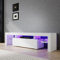 SIRHONA Meuble TV LED Blanc, Banc TV 180x35x45cm, Éclairage LED RGB avec Couleur réglable, Capacité de Charge 30 kg, Convient pour Salon ou Chambre