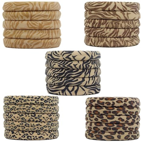 GONZTEL 25 Stück Leo Haargummi, Haargummis Damen, Haargummi Leopardenmuster, Leo Print Haargummi für Frauen Dickes Lockiges Glattes Haar