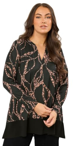 EVANS Curve Abstract Print Chiffon Lined Hem Top - Women's - Plus Size Curve
