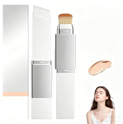 Changing Foundation Stick, NlsqEU Make Up Foundation mit BüRste, Feuchtigkeitsspendende und Leichte Abdeckcreme, Farbwechselndes Make Up Stick, Long Lasting für Alle Hauttypen(Ivory White)