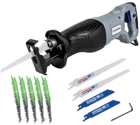 WORKPRO Reciprocating Saw 710W with 15PCS Saw Blades, 2800 RPM Variable Speed, 20mm Stroke Length, Tool-Free Blade Change, Electric Corded Sabre Saw for Wood, Metal & Branch Cutting
