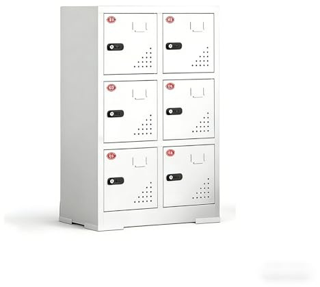 6 Door Tool Charging Cabinet, Heavy Duty Steel Storage Organizer with Locking Compartments, Secure Charging Station for Cordless Drills and Batteries(Combination)