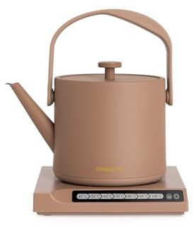 CREATE HATTORI STUDIO / Elektrischer Wasserkocher, 0,5 l, Mokka, heizt und hält warm, Sicherheitssystem, Thermostat, Digitalanzeige, Temperaturanzeige, 880 W