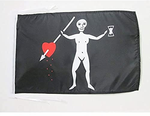 AZ FLAG Pirate John Quelch Flag 45x30 cm 100D Polyester Cords | Indoor and outdoor use Pirates 12x18 in decorative flag double stitched seams and reinforced edges with ties