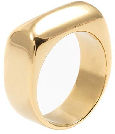 Happiness Boutique Damen Eckiger Ring Goldfarbe | Massiver Ring Edelstahlschmuck Vergoldet