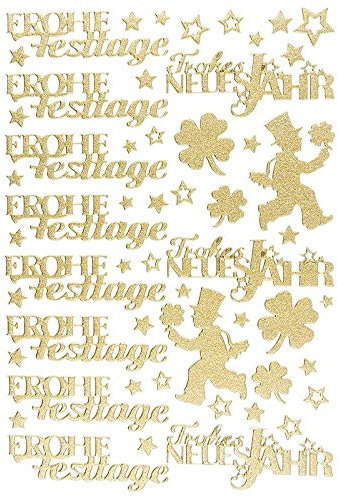 Ideen mit Herz 3-D Sticker Deluxe | Winter & Weihnachten | Erhabene Aufkleber | ideal für Weihnachts-Deko & Weihnachtskarten basteln | Bogengröße: 21 x 30 cm (Frohe Festtage | gold)