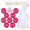 Kit de Accessoire Enterrement de Vie de Jeune Fille 1pcs Voile de Mariage Blanc avec Peigne + 1pcs Écharpe + 1pcs Badge “Future Mariée” + 9pcs Badge “EVJF” Déguisements Décoration pour Fête Soirée