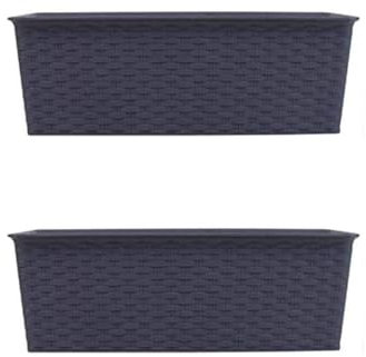 St@llion Random Rectangle Rattan Planter Modern Decor Planter Plastic Garden Indoor/Outdoor Flower/Herbs/Home Decoration Plant Pot Gloss Finish (Sand (Pack of 2))