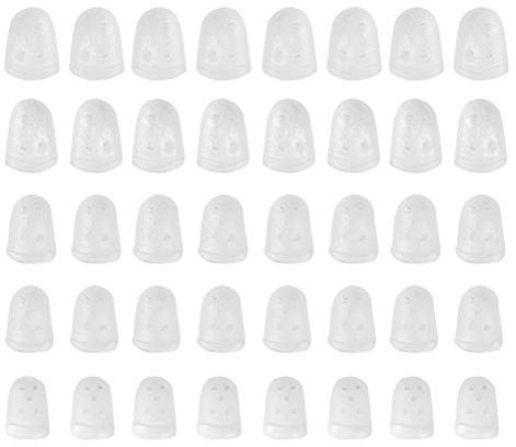 Silikon Fingerspitzen Schutz Gitarren Fingerschutz Fingerhüte Zubehör für Gitarren Anti Rutsch Fingerspitzen Fingerkuppen Protector Covers Kappen Pads für Saiten 5 Größen (40 Stück Weiß)