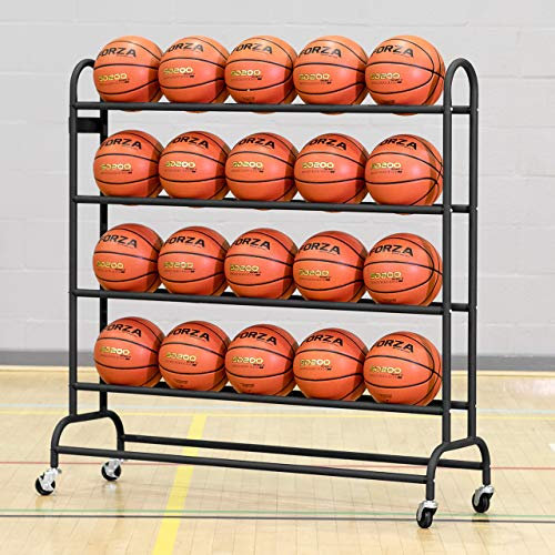 FORZA Basketball Ballregal aus Stahlrohr - der perfekte Ballwagen für Sporthallen, Schulen und Sportsclubs - ein Sportsgeräte-Regal - 20 oder 40 Bälle Kapazität (20 Bälle Kapizität)