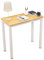 DlandHome - Scrivania/postazione per computer piccola, 80 x 40 cm, in legno composito resistente e stabile, per casa e ufficio, in teak con gambe bianche