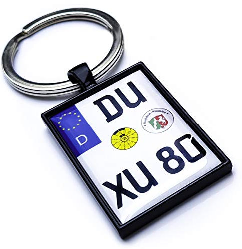 Internetservice Timo Lindner Schlüsselanhänger mit personalisiertem Motorradkennzeichen Schwarz Nummernschild Motorrad Personalisiert Individuell