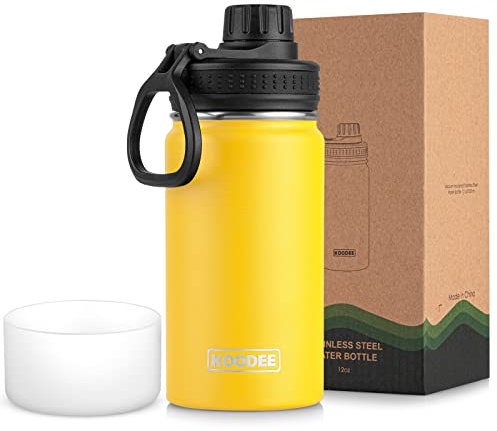 350ML Edelstahl Trinkflasche, koodee Isolierflasche Wasserflasche BPA Frei Thermoflasche, Auslaufsicher Vakuumisolierter Sportwasserflasche für Schule, Sport, Fitness & Outdoor