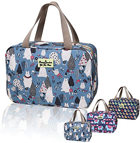 Trousse de toilette, sac de voyage à suspendre, sac de rangement de salle de bain pour femmes et filles, Ours blanc, Sac animal