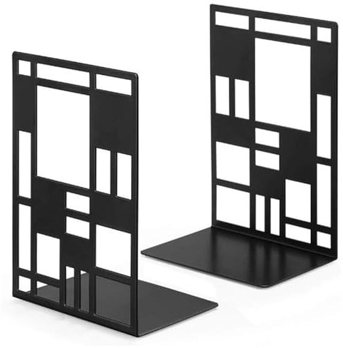 Hwtcjx Serre Livre Original, Serre Livre Manga, Serre-Livres, Serre-Livres en Forme de Grille, Serre-Livres en métal, Rangement pour Livres, Convient au Bureau, à la Maison, à lécole (Noir Carré)