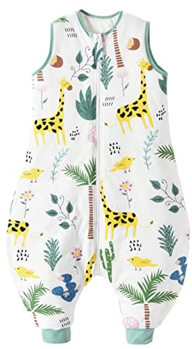Chilsuessy Baby Schlafsack mit Füße 2.5 Tog Ganzjahres Schlafsack(CPC-Zertifizierung) Baby Schlafsäcke Babyschlafsack mit Beinen für Säugling Kinder, Giraffe, 70cm/Baby Höhe 80-90cm