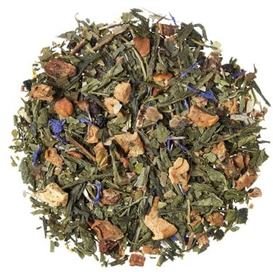TEA SHOP - Té Verde Blueberry Muffin 100g - 50 Tazas - Formato a Granel - Green tea - En Hojas - Mezcla con moras, arándanos, trocitos de manzana y zanahoria y aroma de vainilla y pastel