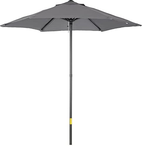 Outsunny 2m Garden Parasol Umbrella, Outdoor Sun Shade with 6 Sturdy Ribs for Balcony, Bench, Garden, Dark Grey