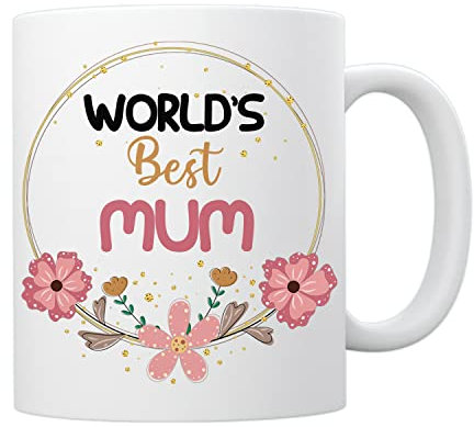 EnvyFone Mummy Mug - World's Best Mum - Gift for Mum - Floral - Novelty Tea Coffee Ceramic Mothers Day Birthday Cup